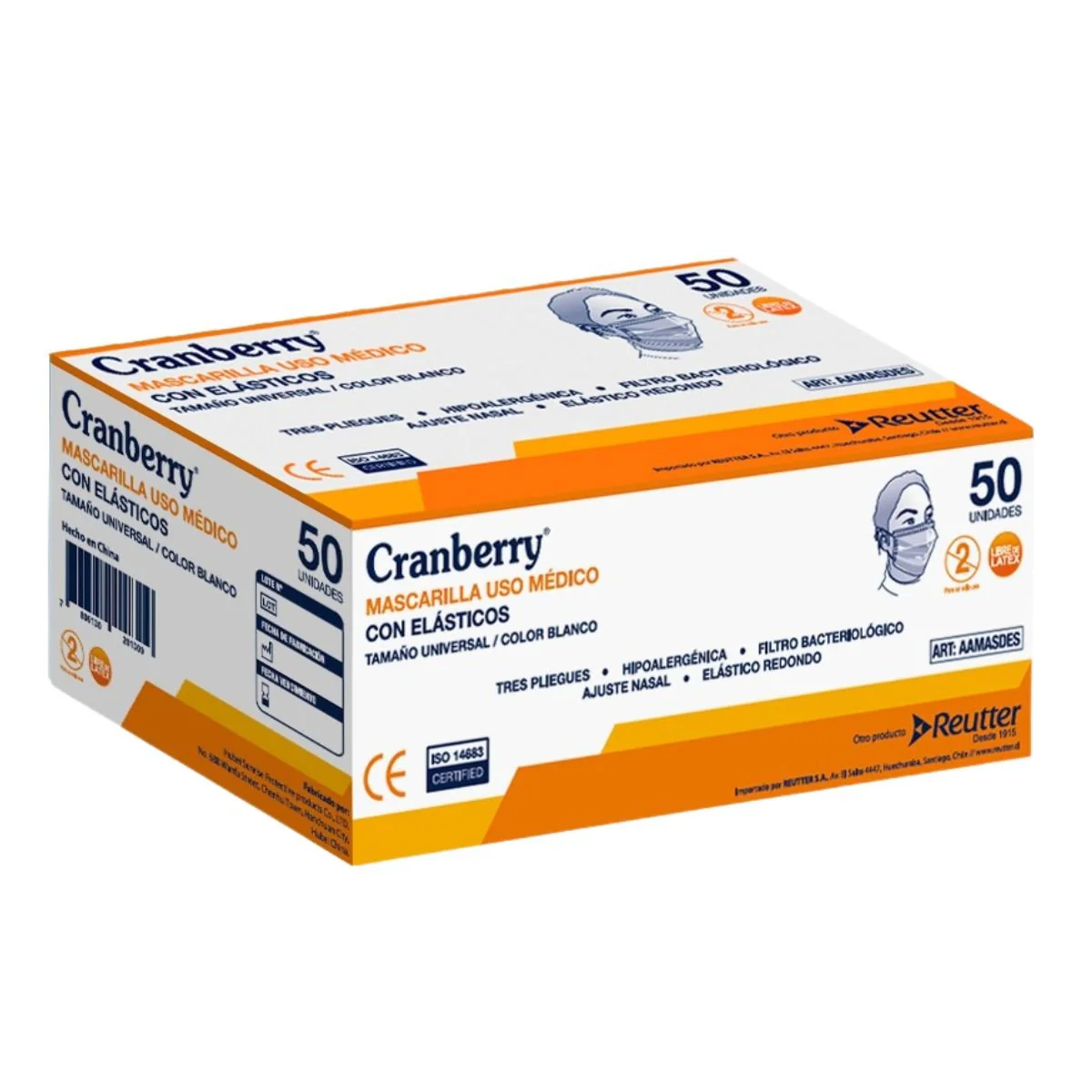 Mascarillas Quirúrgicas Cranberry Blancas Tipo IIR Certificadas ISP - 50 Unidades Chile - Imagen 4